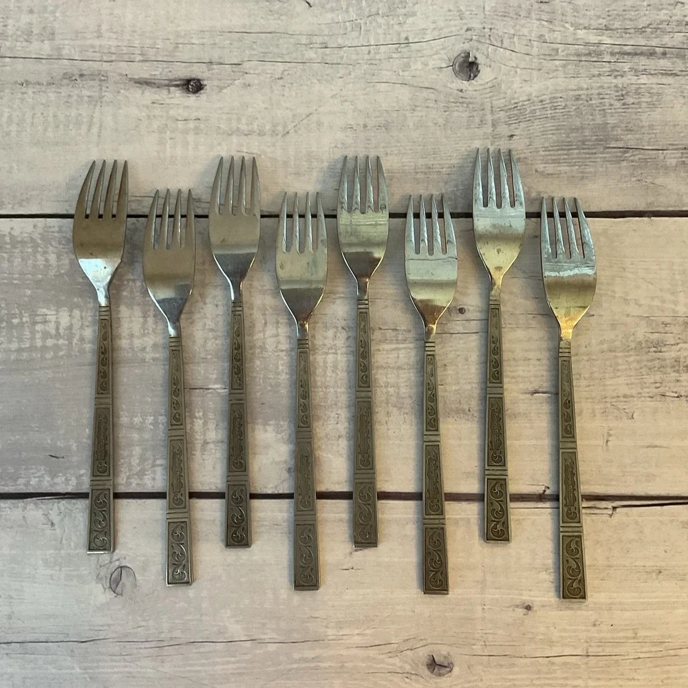 Riviera RIF4 Stainless Flatware Japan Set Of 8 Dinner Forks MCM Vintage